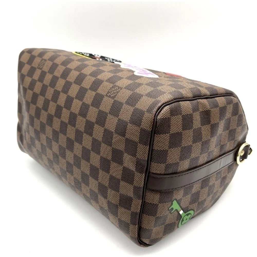 Authentic Louis Vuitton Limited Edition Damier Ebene Patches Speedy Bandouliere - Picture 5 of 9